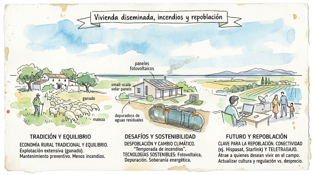 Vivienda diseminada, incendios y repoblación